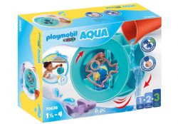 // PLAYMOBIL 1-2-3 AQUA - ROUE À TOURBILLONS D'EAU AVEC BÉBÉ REQUIN #70636 (09-22)